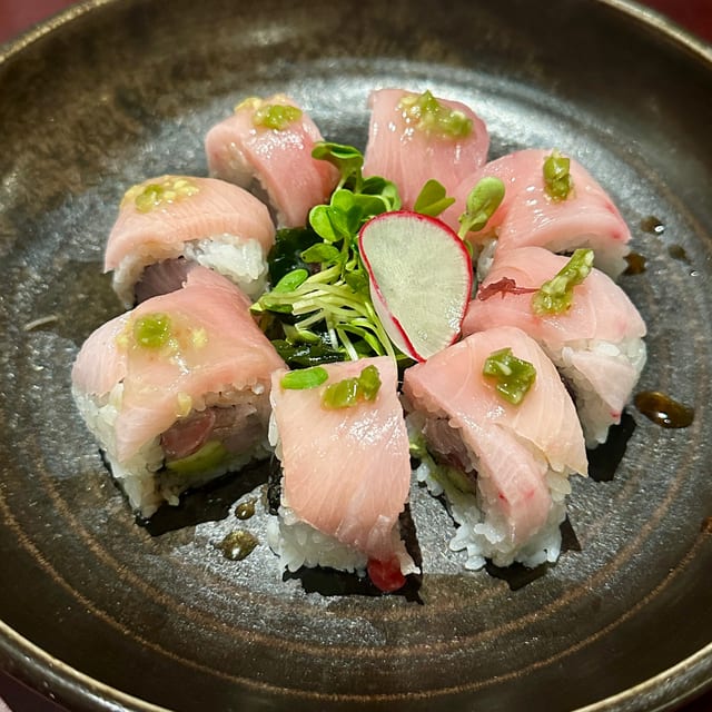 Double Hamachi Roll.